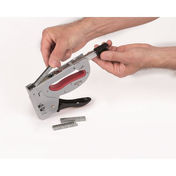 מהדק 4 - 14 מ"מ גוף מתכת וידית מתכת + 100 סיכות 8 מ"מ איכותיKRT000106 Varo kreator - KnuPo