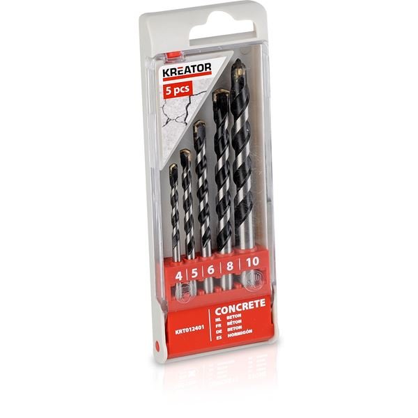 סט מקדחים וידיה פלדה - קרבון סטיל 5 חלקים 4 - 5 - 6 - 8 - 10 - KnuPo